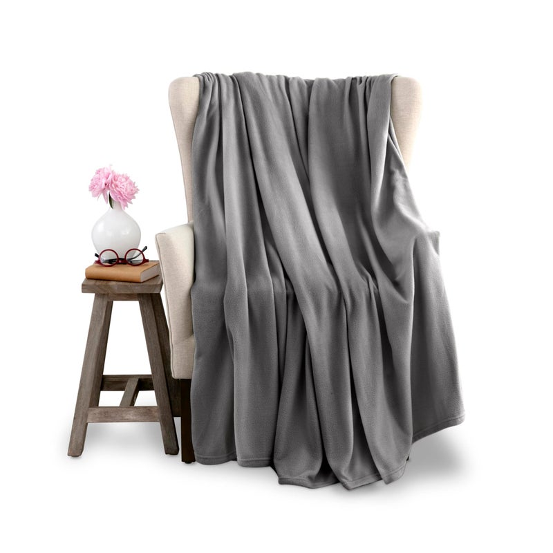 Vellux Twin Size Microfleece Fleece Blanket - Supersoft Lightweight Plush Throw for Bed, Couch, Travel & Pets - All-Season Comfort - Gray - Image 1